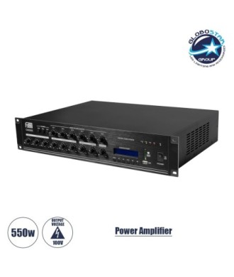 GLOBOSTAR® FDB CA5501 98034 100V Constant Voltage Επαγγελματικός Ενισχυτής Ήχου 550W AC 220V-50-60Hz με USB & FM Ράδιο - IP20 - Μαύρο - Μ44 x Π34 x Υ9.8cm - 2 Χρόνια Εγγύηση